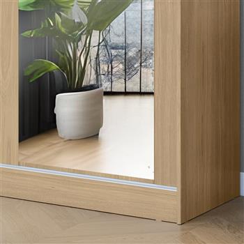 Guarda-roupa grande 100% MDF 3 portas 3 gavetas Bagdá - com espelho - castanho / off-white  RD032.E 