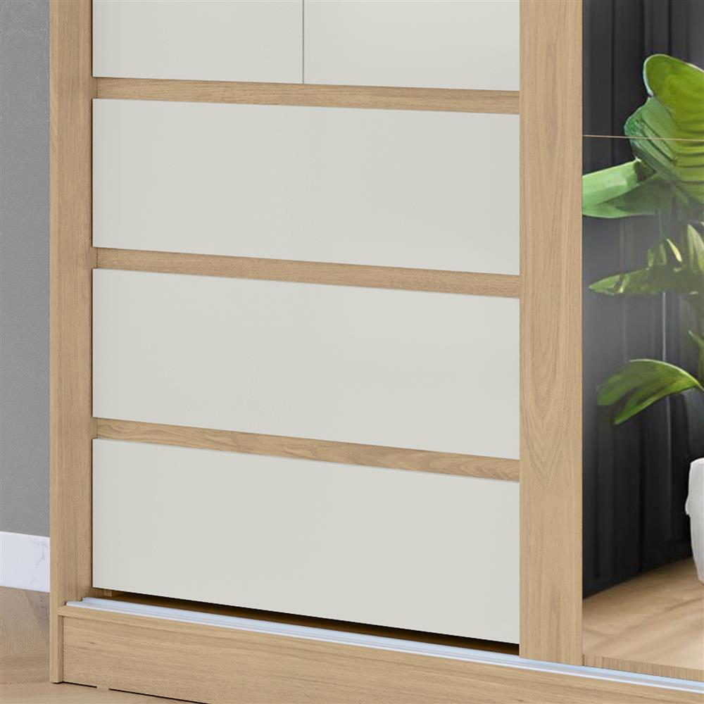 Guarda-roupa grande 100% MDF 3 portas 3 gavetas Bagdá - com espelho - castanho / off-white  RD032.E 
