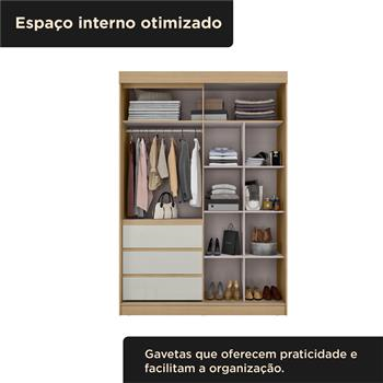Guarda-roupa grande 100% MDF 3 portas 3 gavetas Bagdá - com espelho - castanho / off-white  RD032.E 
