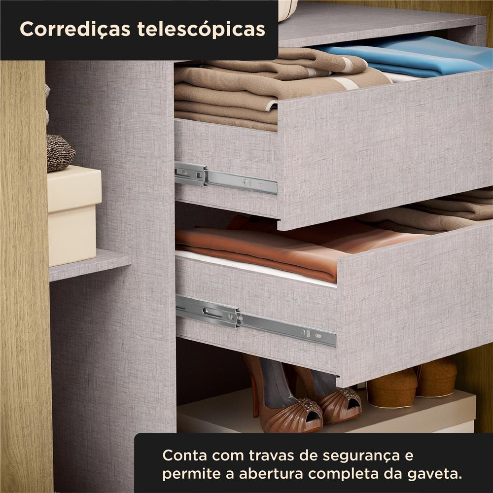 Guarda-roupa grande 100% MDF 3 portas 3 gavetas Bagdá - com espelho - castanho / off-white  RD032.E 