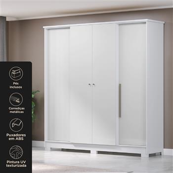 Guarda-roupa casal 4 portas 2 gavetas Mônaco - branco / branco  RG108  