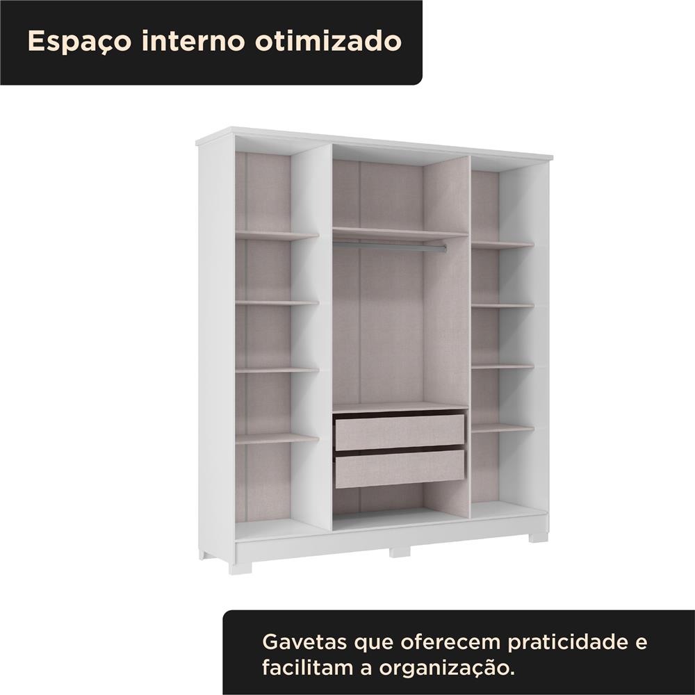 Guarda-roupa casal 4 portas 2 gavetas Mônaco - branco / branco  RG108  