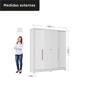 Guarda-roupa casal 4 portas 2 gavetas Mônaco - branco / branco  RG108  