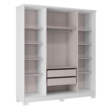 Guarda-roupa casal 4 portas 2 gavetas Mônaco - com espelho - branco / branco  RG108.E 