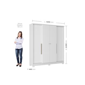 Guarda-roupa casal 4 portas 2 gavetas Mônaco - com espelho - branco / branco  RG108.E 