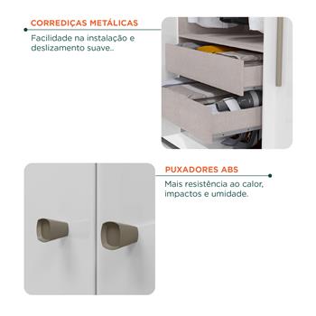 Guarda-roupa casal 4 portas 2 gavetas Mônaco - com espelho - branco / branco  RG108.E 