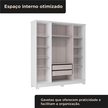 Guarda-roupa casal 4 portas 2 gavetas Mônaco - com espelho - branco / branco  RG108.E 