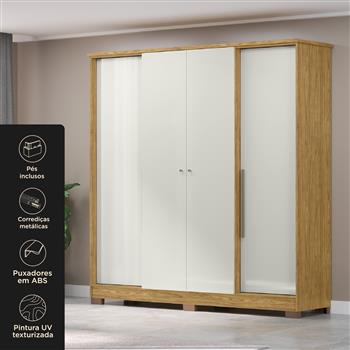 Guarda-roupa casal 4 portas 2 gavetas Mônaco - marrocos / off-white  RG108  