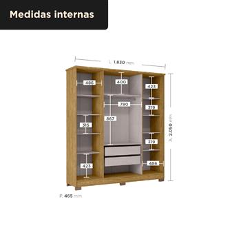 Guarda-roupa casal 4 portas 2 gavetas Mônaco - marrocos / off-white  RG108  