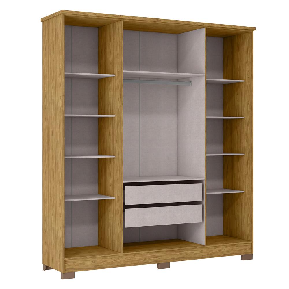 Guarda-roupa casal 4 portas 2 gavetas Mônaco - com espelho - marrocos / off-white  RG108.E 