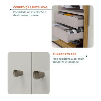 Guarda-roupa casal 4 portas 2 gavetas Mônaco - com espelho - marrocos / off-white  RG108.E 