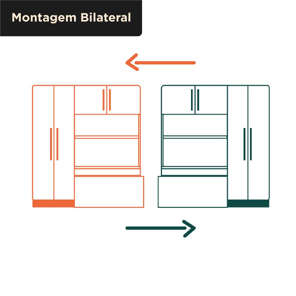 Guarda-roupa com cama e baú 4 portas 3 gavetas Lisboa - castanho / off-white  RG023  