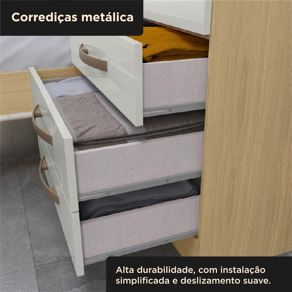 Guarda-roupa com cama e baú 4 portas 3 gavetas Lisboa - castanho / off-white  RG023  