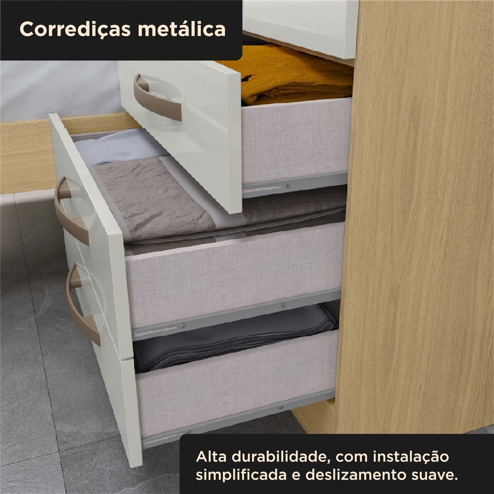 Guarda-roupa com cama e baú 4 portas 3 gavetas Lisboa - castanho / off-white  RG023  