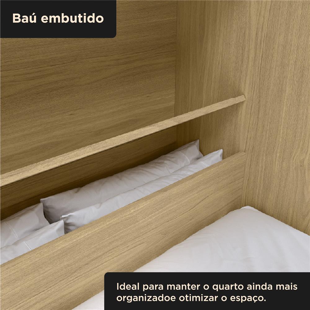 Guarda-roupa com cama e baú 4 portas 3 gavetas Lisboa - castanho / off-white  RG023  