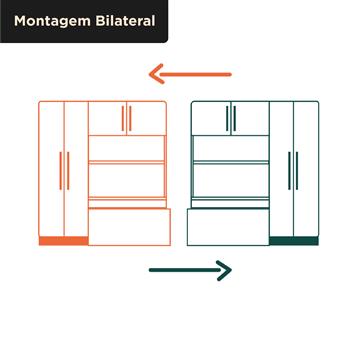 Guarda-roupa com cama e baú 4 portas 3 gavetas Lisboa - flex color - branco / rosa  RG023  