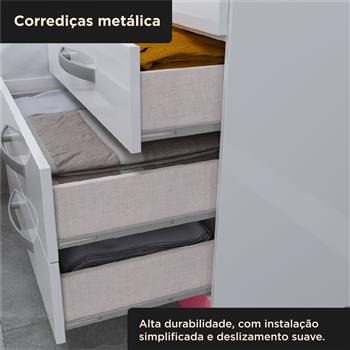 Guarda-roupa com cama e baú 4 portas 3 gavetas Lisboa - flex color - branco / rosa  RG023  