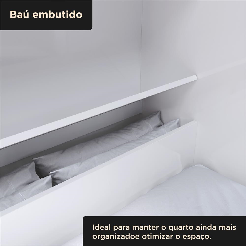 Guarda-roupa com cama e baú 4 portas 3 gavetas Lisboa - flex color - branco / rosa  RG023  