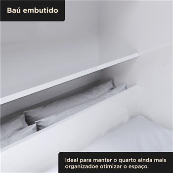 Guarda-roupa com cama e baú 4 portas 3 gavetas Lisboa - flex color - branco / rosa  RG023  