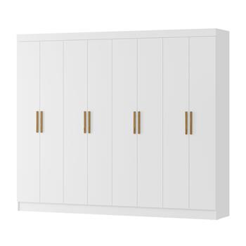 Guarda-roupa grande casal 8 portas 4 gavetas Tauri - branco neve / branco neve  RG138  