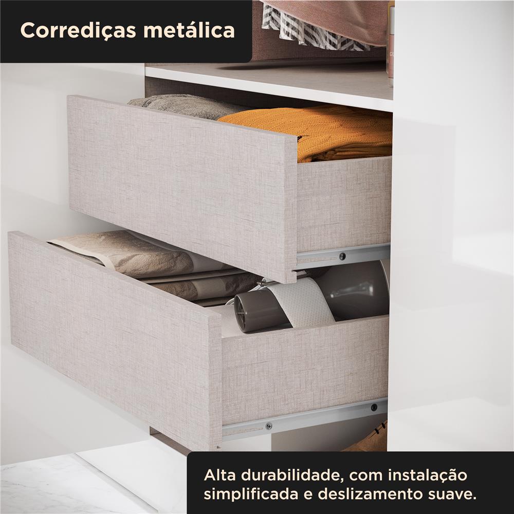 Guarda-roupa grande casal 8 portas 4 gavetas Tauri - branco neve / branco neve  RG138  