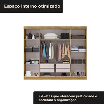 Guarda-roupa grande casal 8 portas 4 gavetas Tauri - marrocos / off-white   RG138  