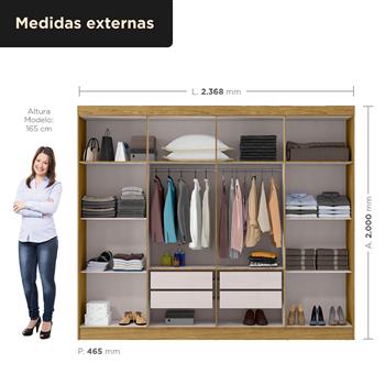 Guarda-roupa grande casal 8 portas 4 gavetas Tauri - marrocos / off-white   RG138  