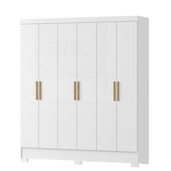  Guarda-roupa casal 6 portas 2 gavetas Gliese - branco neve / branco neve   RG140  
