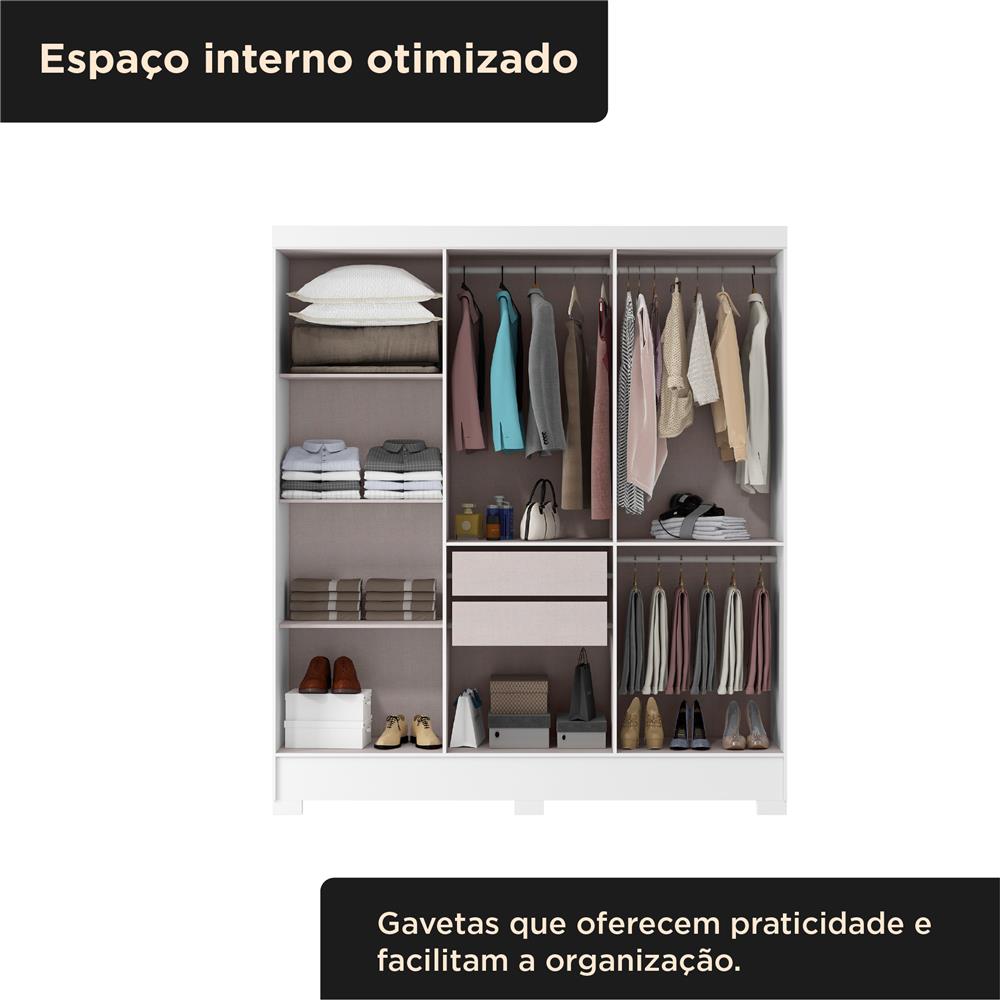  Guarda-roupa casal 6 portas 2 gavetas Gliese - branco neve / branco neve   RG140  