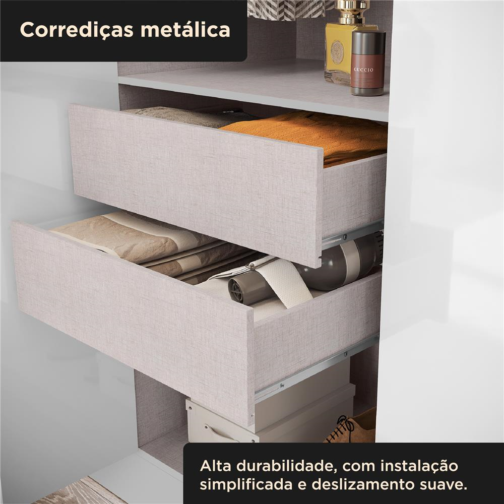  Guarda-roupa casal 6 portas 2 gavetas Gliese - branco neve / branco neve   RG140  