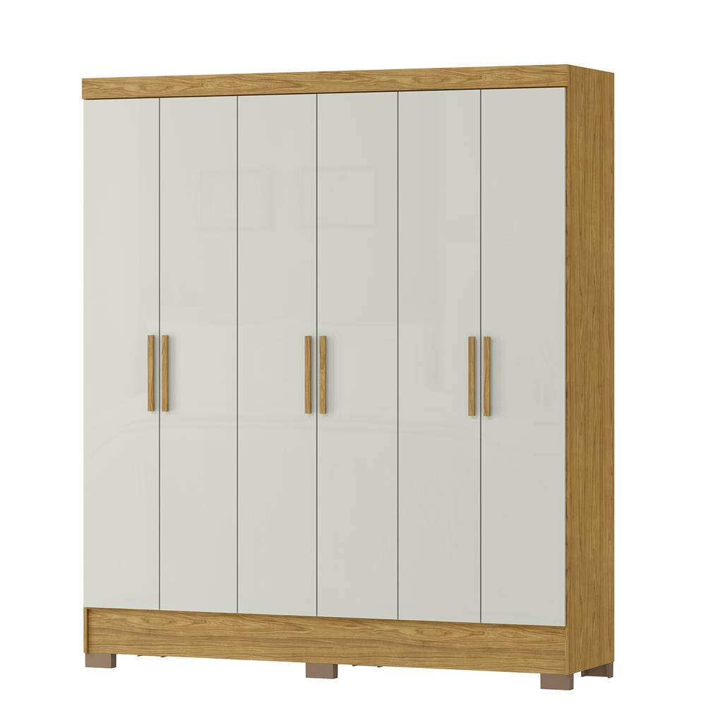 Guarda-roupa casal 6 portas 2 gavetas Gliese - marrocos / off-white  RG140  