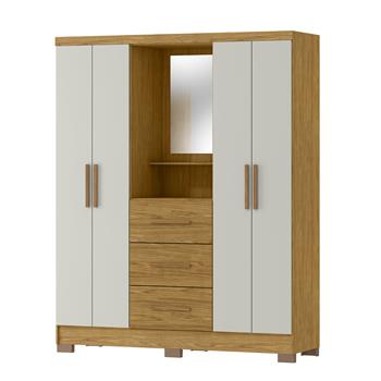 Guarda-roupa capelinha 4 portas 3 gavetas Capella com espelho - marrocos / off-white RG139.E 