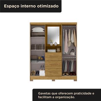 Guarda-roupa capelinha 4 portas 3 gavetas Capella com espelho - marrocos / off-white RG139.E 