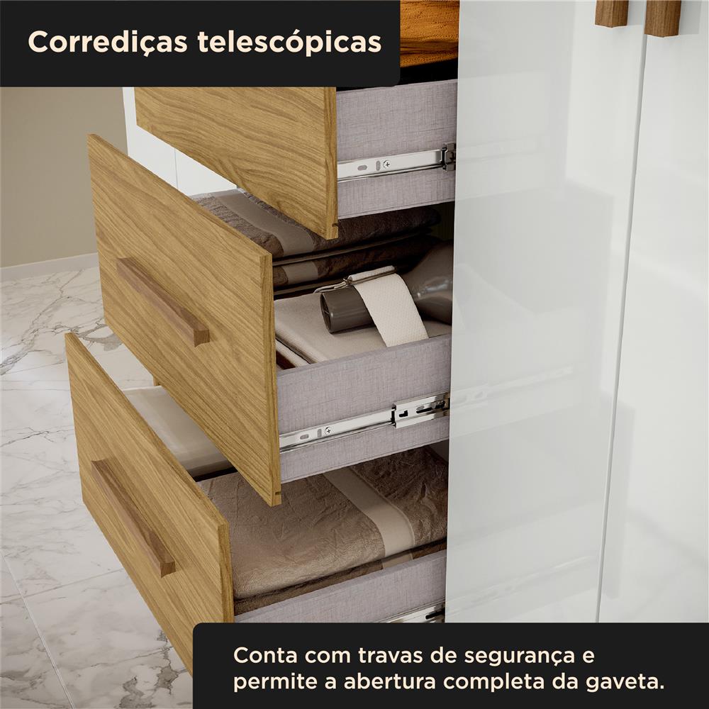 Guarda-roupa capelinha 4 portas 3 gavetas Capella com espelho - marrocos / off-white RG139.E 