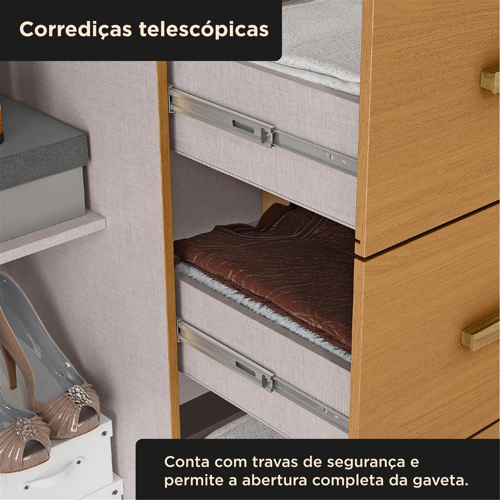 Guarda-roupa capelinha 4 portas 3 gavetas Capella com espelho - cinamomo / off-white RG139.E 