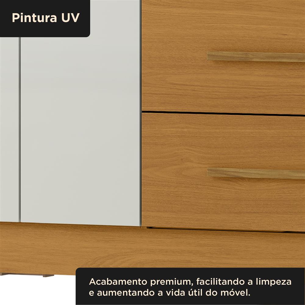Guarda-roupa capelinha 4 portas 3 gavetas Capella com espelho - cinamomo / off-white RG139.E 