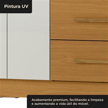 Guarda-roupa capelinha 4 portas 3 gavetas Capella com espelho - cinamomo / off-white RG139.E 