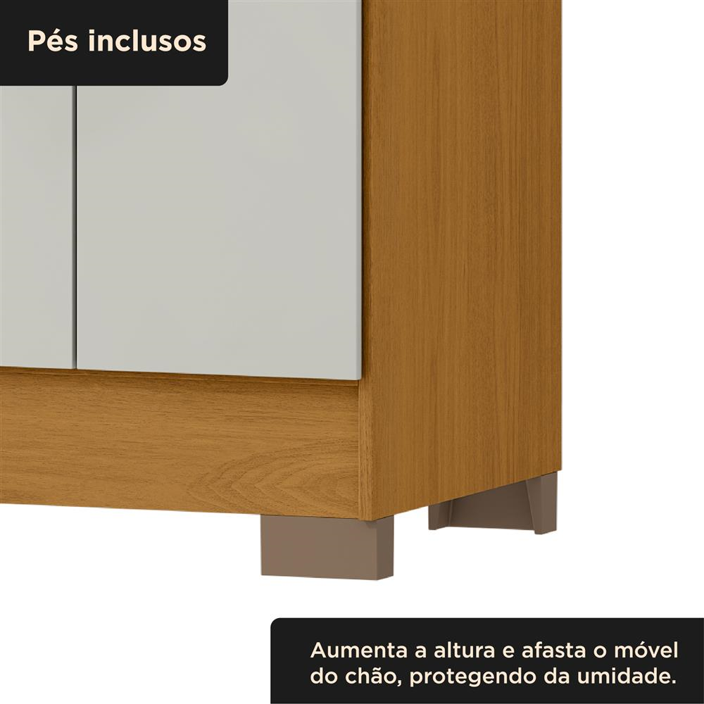 Guarda-roupa capelinha 4 portas 3 gavetas Capella com espelho - cinamomo / off-white RG139.E 