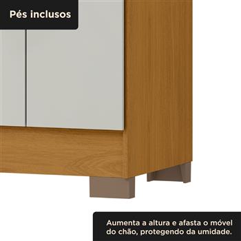 Guarda-roupa capelinha 4 portas 3 gavetas Capella com espelho - cinamomo / off-white RG139.E 