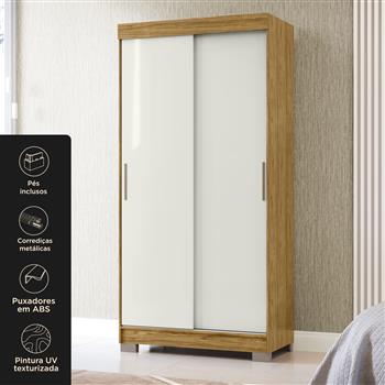 Guarda-roupa solteiro 2 portas de correr 2 gavetas Antares - marrocos / off-white  RD041 