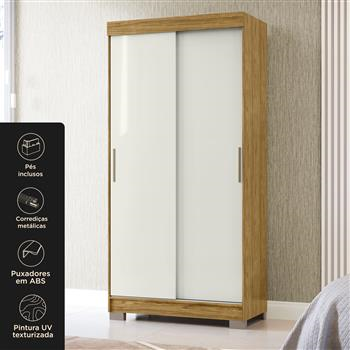 Guarda-roupa solteiro 2 portas de correr 2 gavetas Antares - marrocos / off-white  RD041 