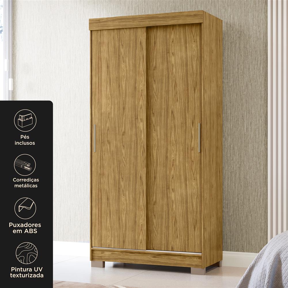 Guarda-roupa solteiro 2 portas de correr 2 gavetas Antares - marrocos / off-white  RD041 