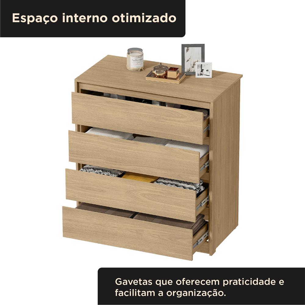 Cômoda 4 gavetas grandes Carla - castanho / castanho   CO027  