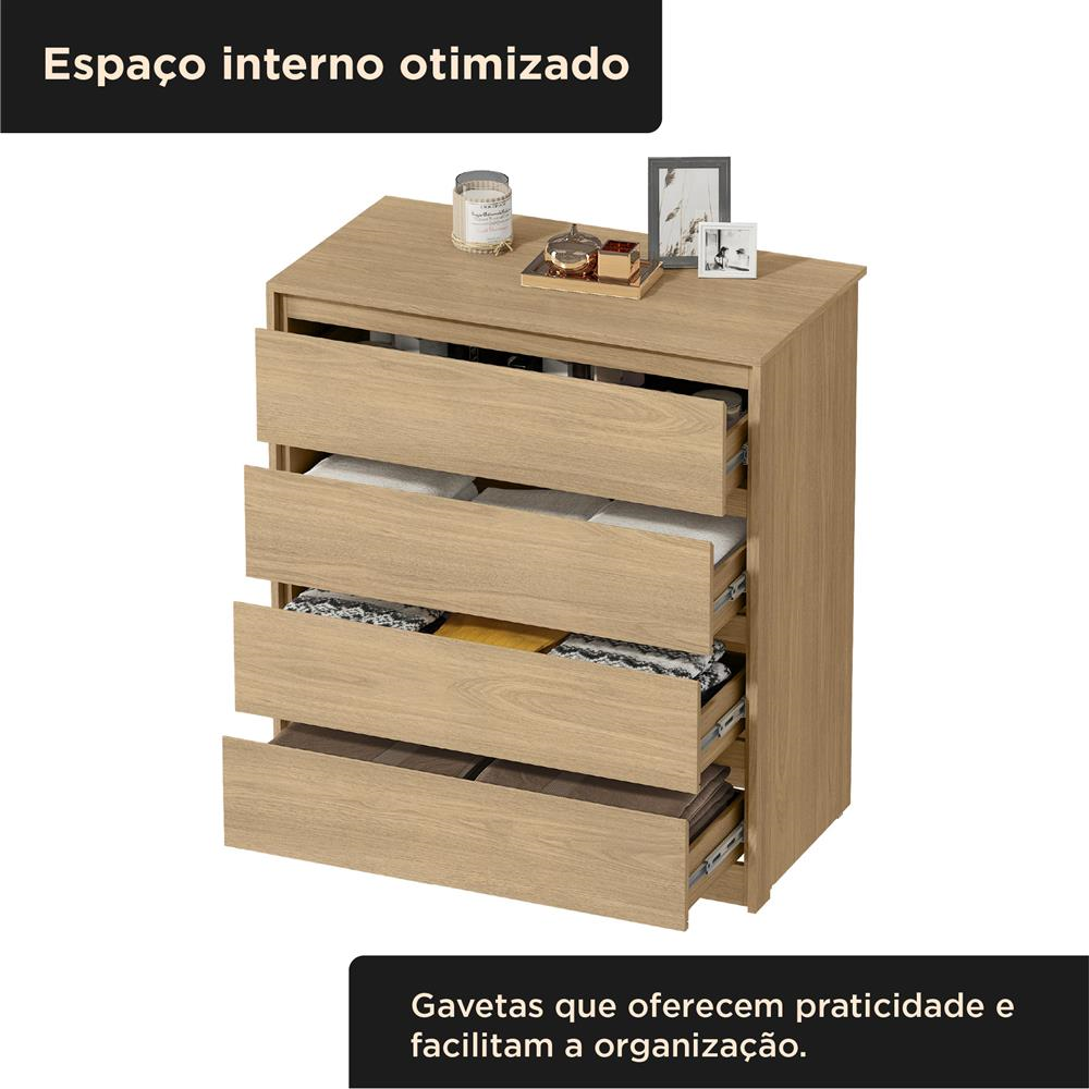 Cômoda 4 gavetas grandes Carla - castanho / castanho   CO027  