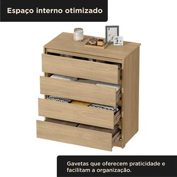 Cômoda 4 gavetas grandes Carla - castanho / castanho   CO027  