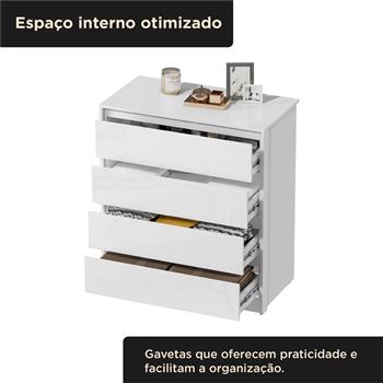 Cômoda 4 gavetas grandes Carla - branco neve / branco neve   CO027  