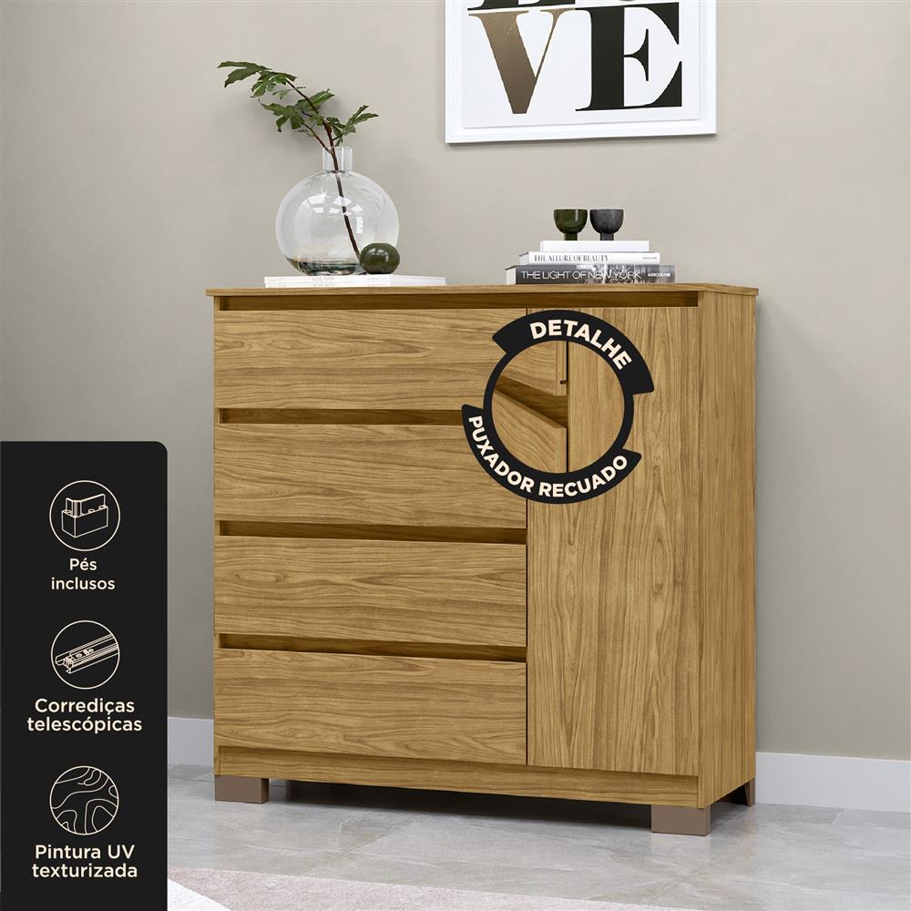 Cômoda 1 porta 4 gavetas Vega - marrocos / marrocos  CO028  