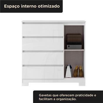 Cômoda 1 porta 4 gavetas Vega - branco neve / branco neve  CO028  