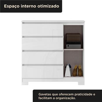 Cômoda 1 porta 4 gavetas Vega - branco neve / branco neve  CO028  