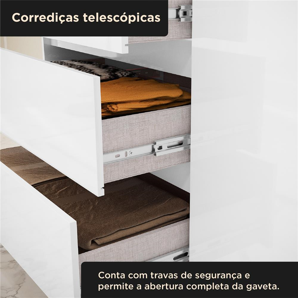 Cômoda 1 porta 4 gavetas Vega - branco neve / branco neve  CO028  